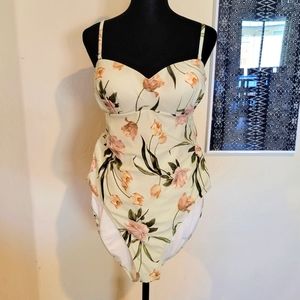 Ted Baker Fabiaa Rouched Balconette Mint Swimsuit Size 10